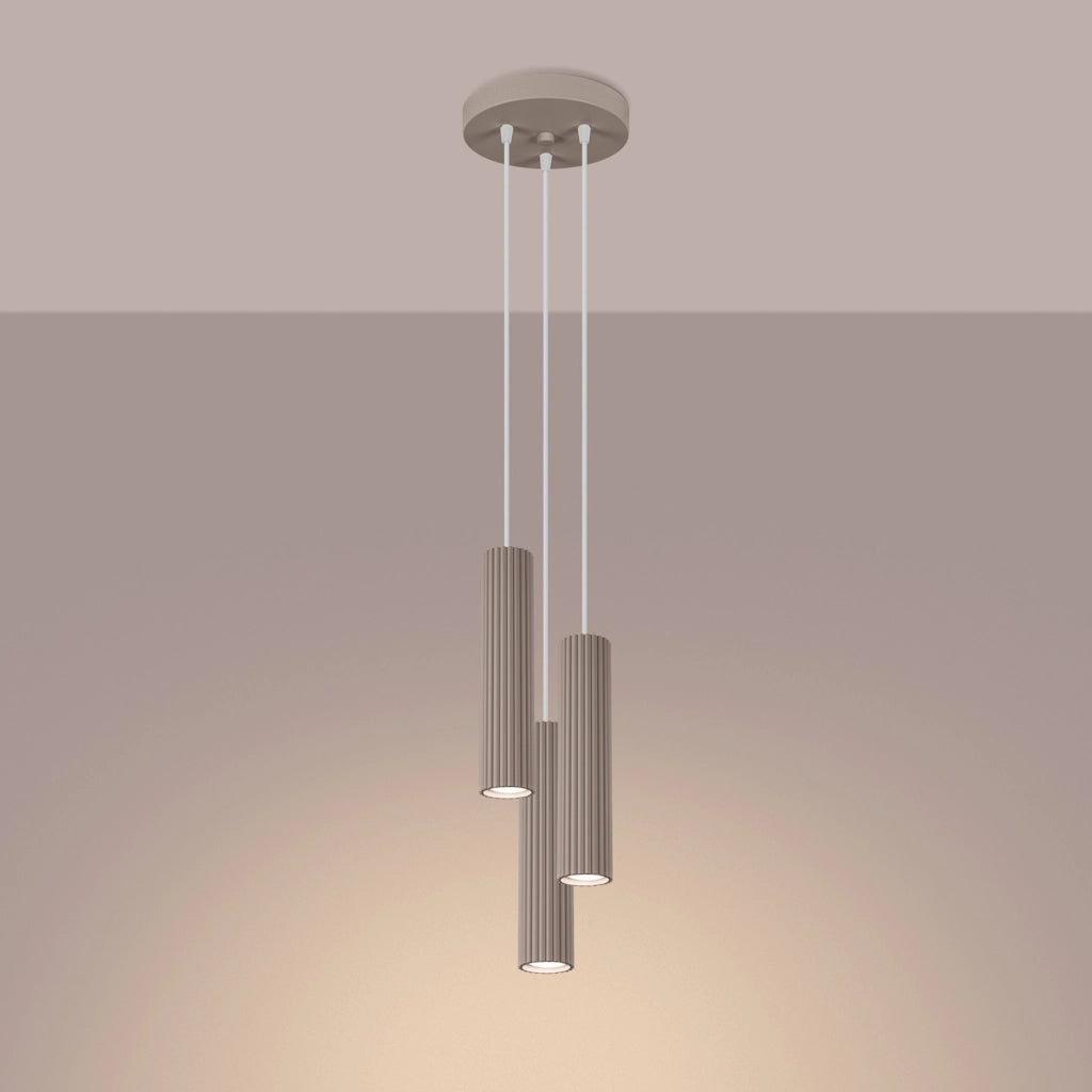 Lampada sospesa rotonda Ø20 taupe 3xGU10 Gravio Pure Lume
