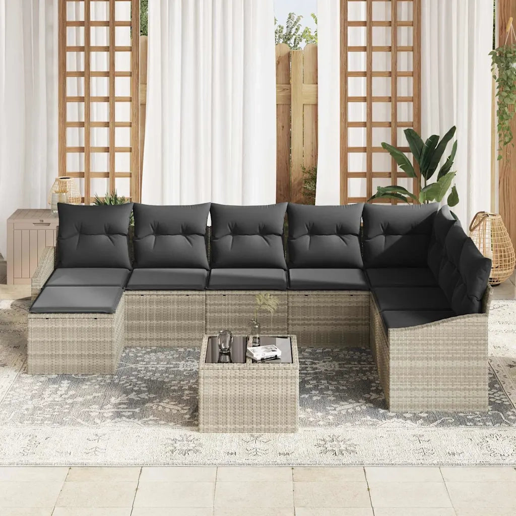 Set Divano da Giardino 8 pcs Grigio chiaro polyrattan 3355521