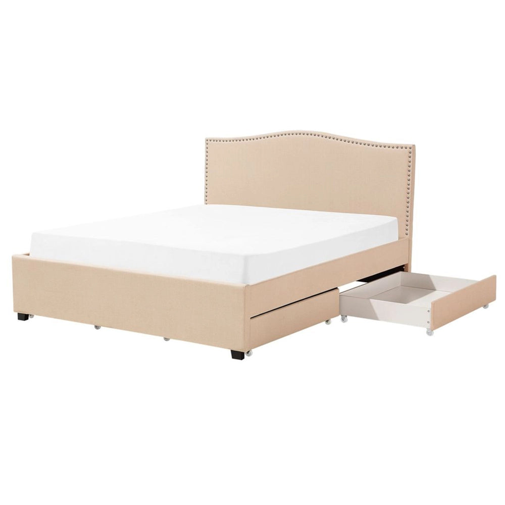 Struttura del letto Cassetto imbottito in poliestere beige Storage 160 x 200 cm Design tradizionale