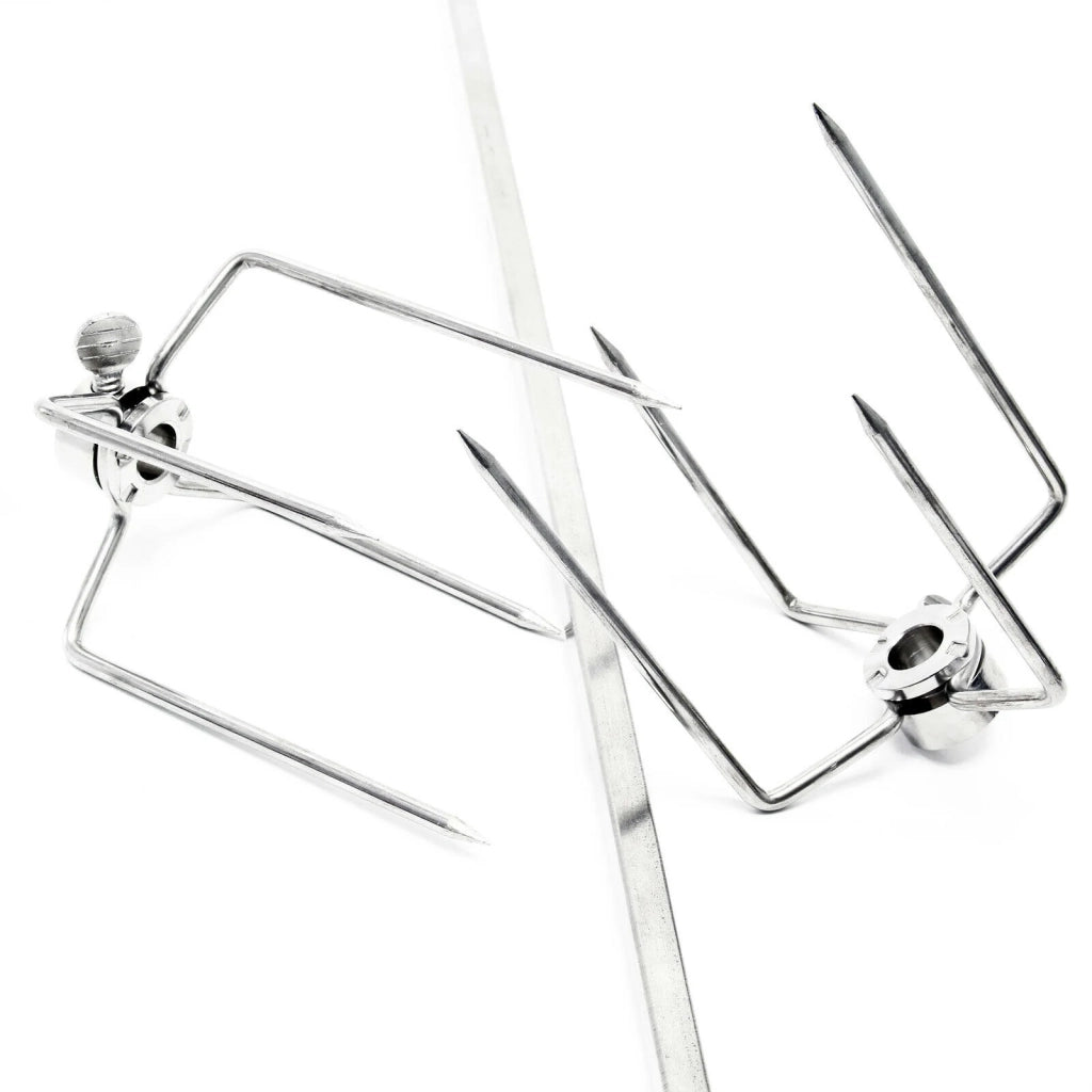 Barbecue con girarrosto da 70 cm 230 V in acciaio raffinato con forchette spiedo griglia 16_0002744