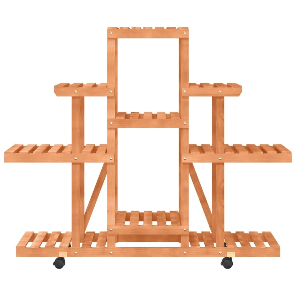 Portafiori/armadietto porta piante con ruote 110 x 25 x 101 cm legno massello di abete marrone 02_0045225