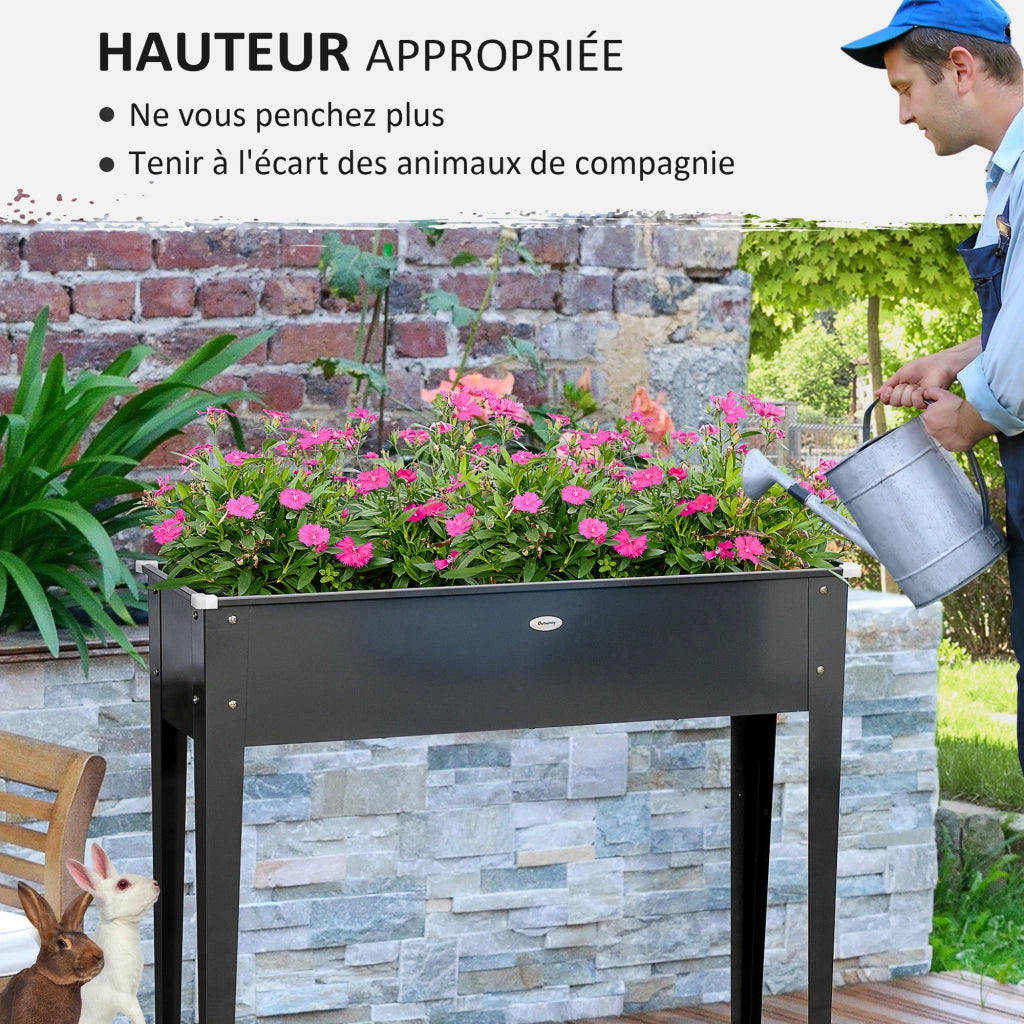 Fioriera Quadrata con Foro di Drenaggio ¨C Minimal ¨C 100x30x80 cm Nero