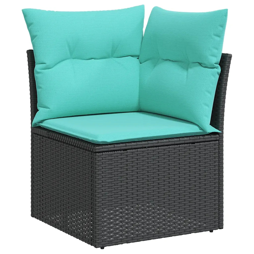 Set Divani da Giardino 10 pz con Cuscini Nero in Polyrattan 3226379