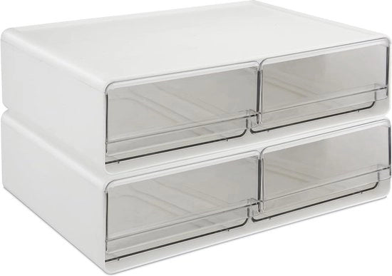 Organizzatore di Cosmetici trasparente - Set di 2 ripiani stivellabili per bagno, ufficio e comodino