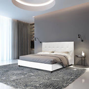 Letto matrimoniale 0, Struttura per letto in legno ed ecopelle, Made in Italy, adatto per materasso 160x190 Cm, Bianco