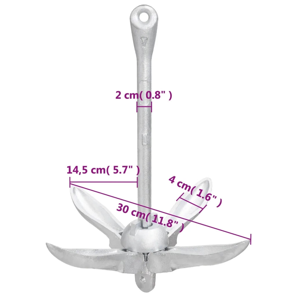 Ancora Pieghevole Argento 2,5 kg in Ferro Malleabile CFW7598207