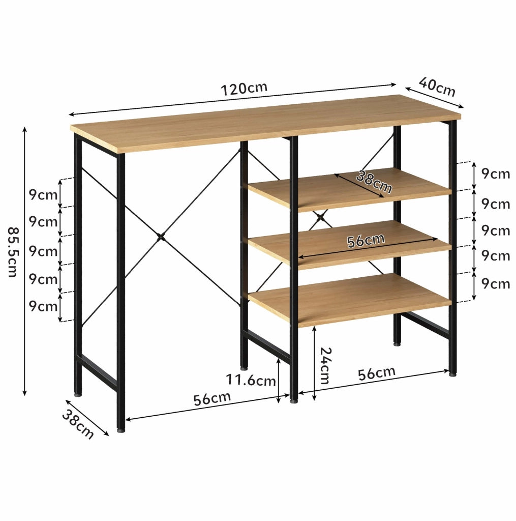 Tavolo organizer modulare in MDF e metallo nero