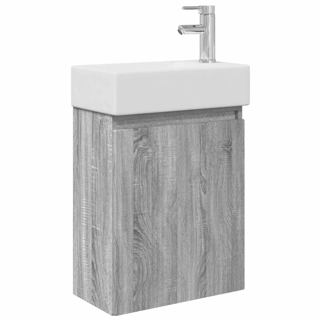 Mobile bagno con rubinetto Sonoma grigio 45,5 x 22,5 x 84 cm 889457