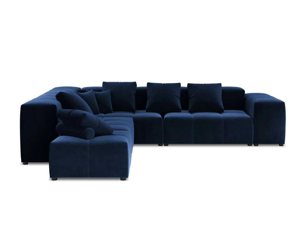 Cosmopolitan Design - Divano angolare modulare reversibile "Rome" 7 posti in velluto blu reale 