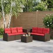 Set di divani 8 pz Marrone e Rosso Rattan sintetico e Acciaio 3448111