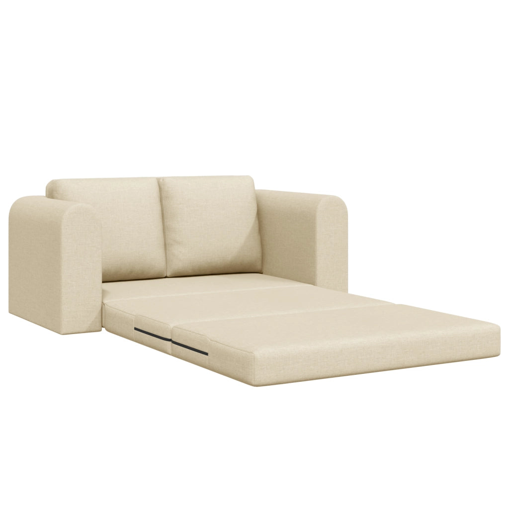 Divano Letto da Terra 2-in-1 Panna 148x71x83 cm Tessuto