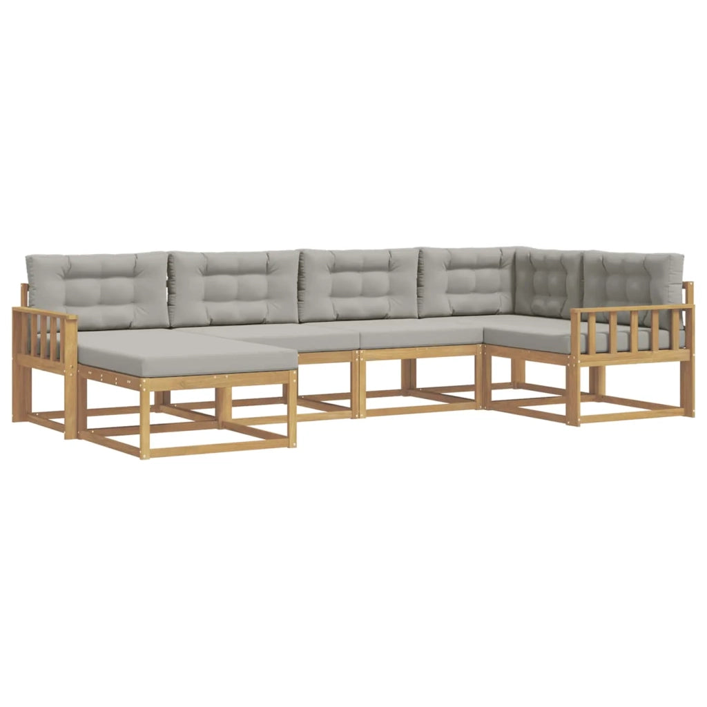 Set di divani da esterno 5 pz Bianco e Grigio Chiaro Poliestere 3386685
