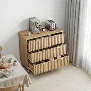 Credenza moderna in stile retrò con 3 cassetti, finitura rovere, per soggiorno, camera da letto e ingresso