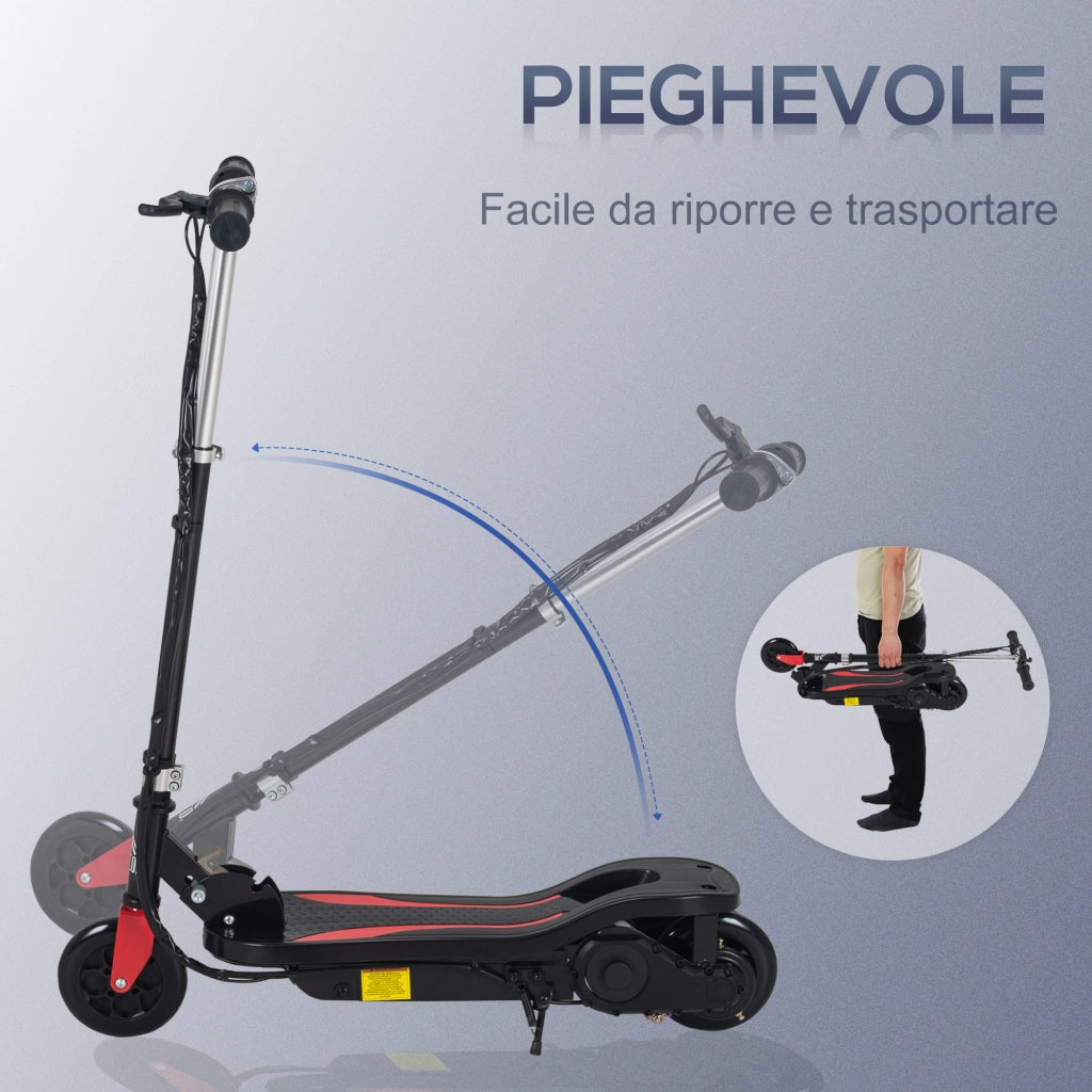 EasyComfort Monopattino Elettrico Pieghevole Altezza Regolabile 82-93cm con Freno Velocità 12km/h, Nero