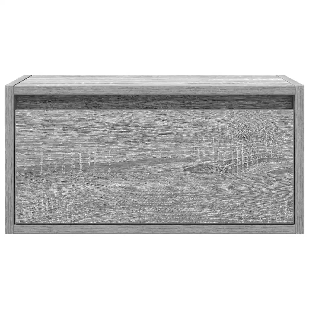 Comodini a Parete con luci LED 2 pz-Set di 2 Tavolino da notte Grigio Sonoma 239234