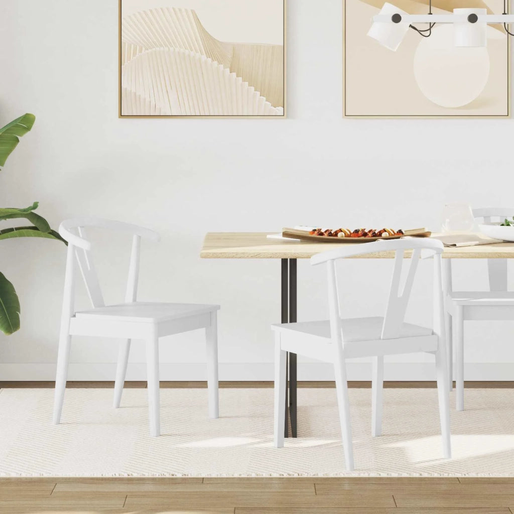 Sedia da pranzo 2 pz | Sedie da cucina Bianco e Bianco Legno di gomma solido