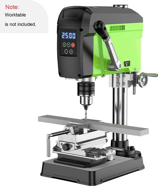 Macchina da forare tavolo - 710W - 1-16mm - Velocità variabile - 60Hz - Tavolo di lavoro - ruotabile - punta di foratura profonda - macchina da forare colonna - macchina da forare tavolo per colonna - verdura