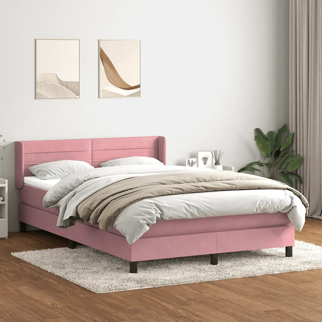 Giroletto a Molle con Materasso Rosa 140x220 cm in Velluto 3318242