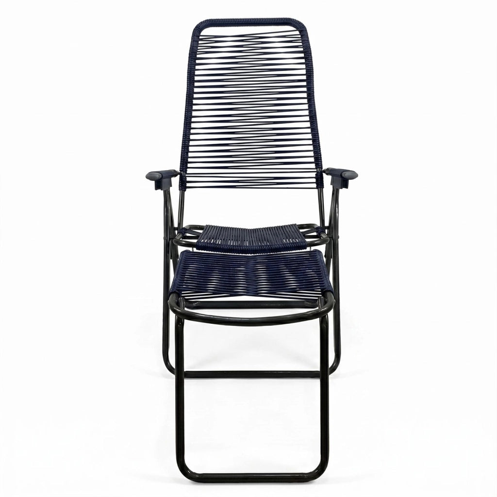 Marvin Sdraio Cordonata con Poggiapiedi Sedia a Sdraio da Giardino Filo in Pvc Pieghevole Metallo Poltrona Relax da  Blu
