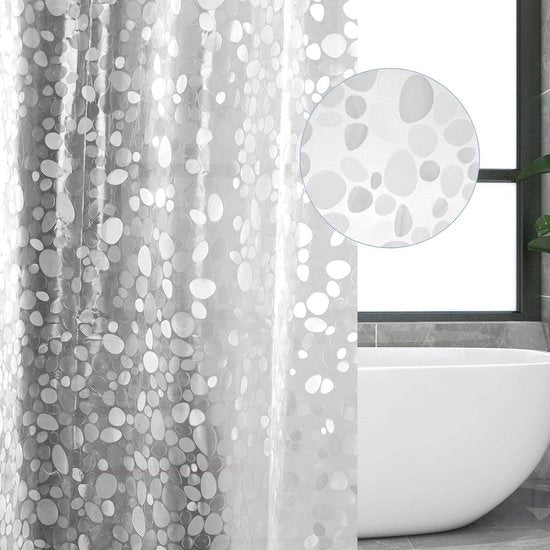 Douchecurtina trasparente 3D 180 x 180 cm impermeabile 100% materiale EVA senza necessità di pulizia antibatterico antimuffa per la zona bagno trasparente grigio traslucido