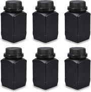 Set di 6 flaconi da 500 ml con collo largo e coperchi a viti per la conservazione di sostanze chimiche. Adatto per uso laboratoristico e conservazione in cucina o in casa (nero).