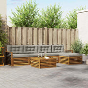 Set di divani da esterno 6 pcs Grigio Naturale e Chiaro