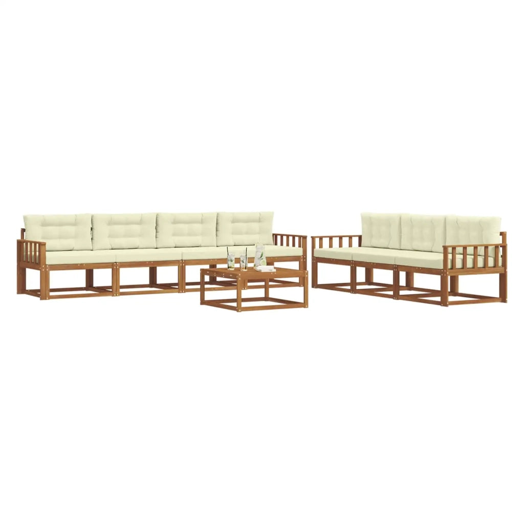 Set di divani da esterno con cuscino 8 pcs Naturale e Crema 3367293