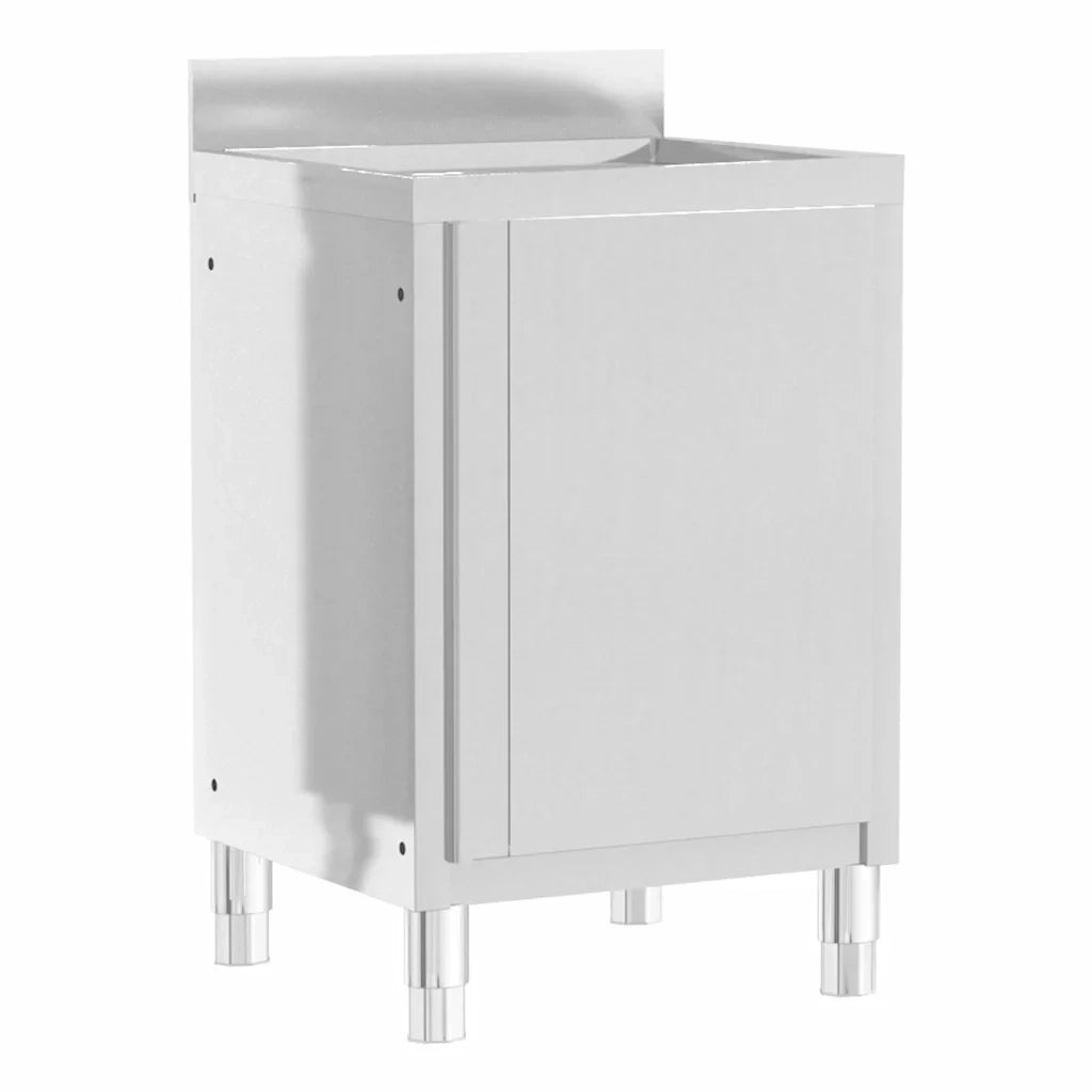 Set di 2 mobili da cucina professionali per impieghi gravosi 60 x 60 x (95-96) cm con alzatina regolabile acciaio inox argento 02_0055143