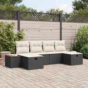 Set Divano da Giardino con cuscino 6 pcs Nero Poly Rattan 3359649