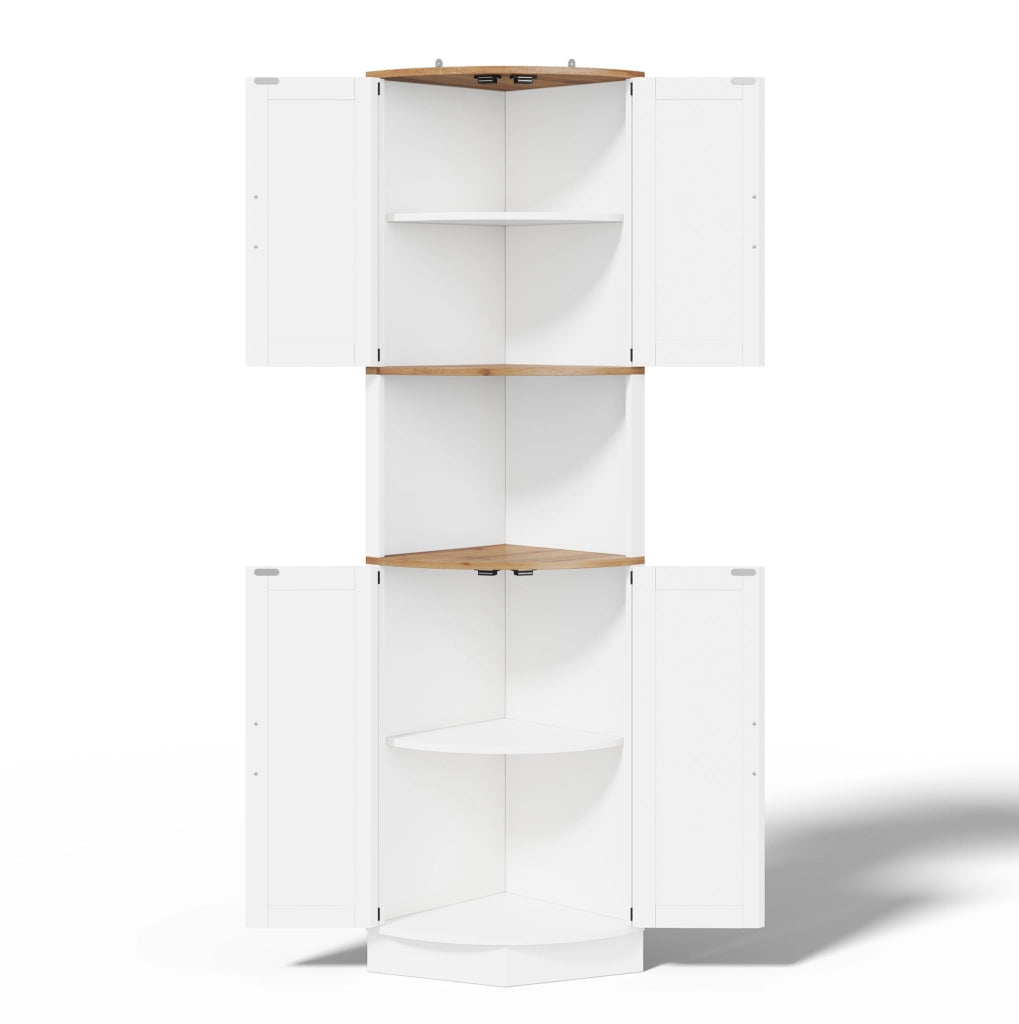 Credenza angolare alta 39;5 x 39;5 x 180 cm in MDF bianco stile vintage