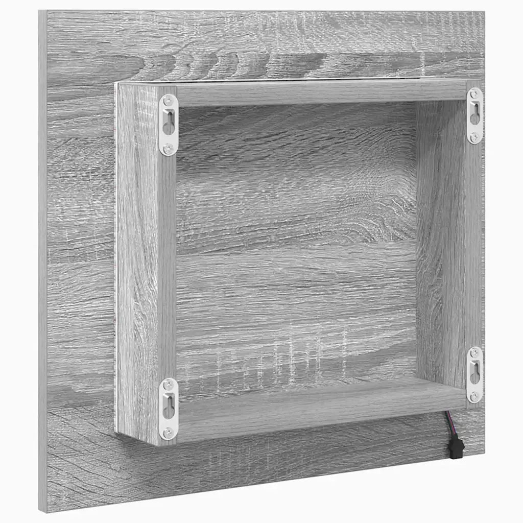 Specchio da Bagno LED-Specchio decorativo con LED Grigio Sonoma 40 x 37 x 8.5 cm