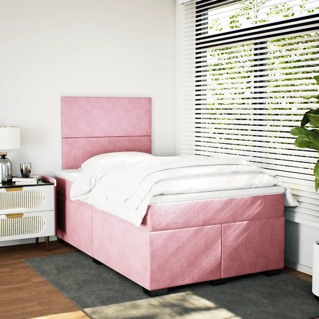 Giroletto a Molle con Materasso Rosa 120x200 cm in Velluto