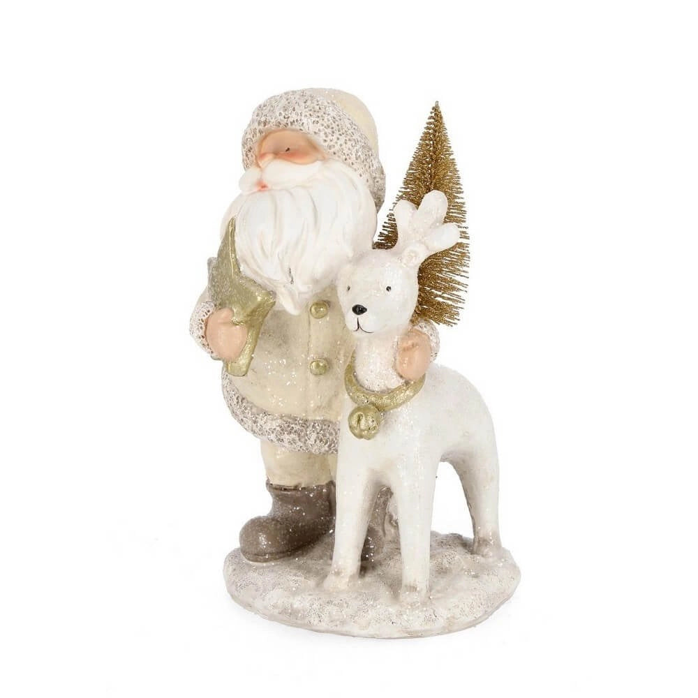 Decorazione Connie Babbo Natale bianco con renna