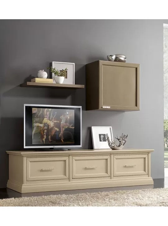 Parete attrezzata porta tv in legno beige/tortora l.187 - Mobili 2G
