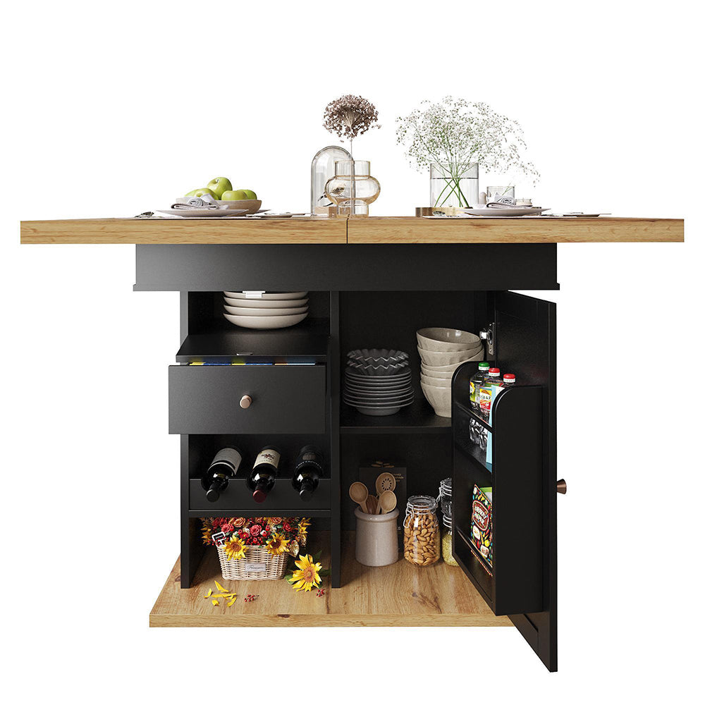 Tavolo estensibile - Xylo - 110-140x80cm con scaffale vino e snack