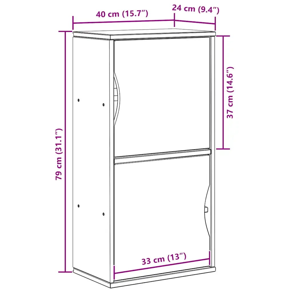 Armadietto Laterale ODDA Bianco 40x24x79 cm Legno Massello Pino 4103592