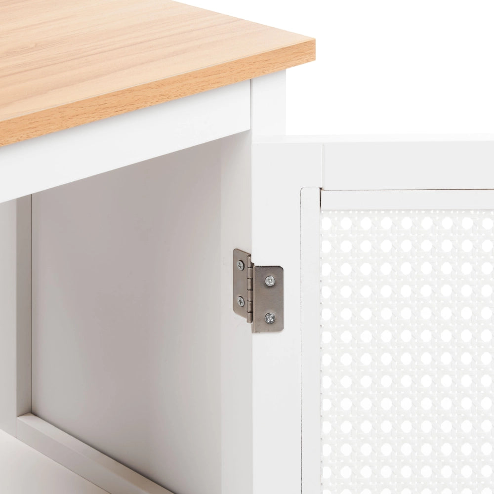 Mobiletto da bagno con lavabo con ripiani Ante traforate MDF Bianco 60 x 75 cm stile raffinato
