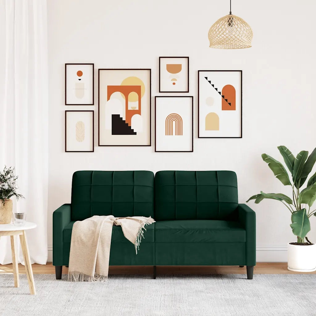 Divano a 2 Posti-Sofa 2 Posti Verde Scuro 140 cm in Velluto 465389