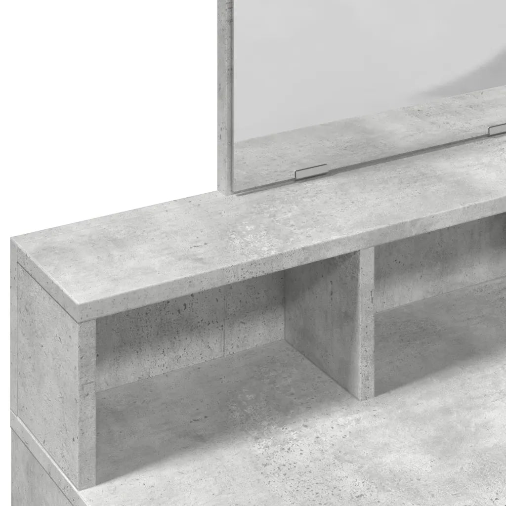 Toeletta con Specchio-Tavolo da Vanit¨¤ Grigio Cemento 80x41x144,5 cm