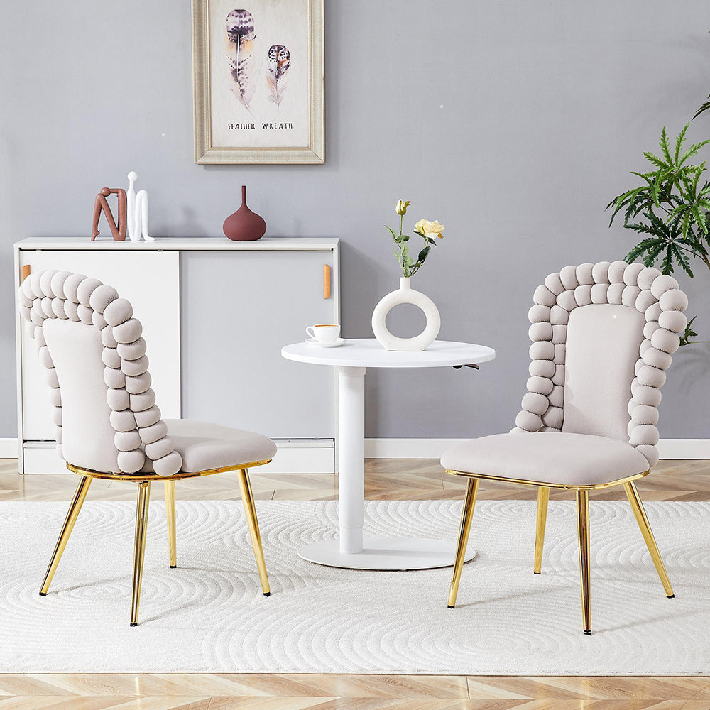 Set 2 sedie da pranzo - Xylo - velluto beige gambe dorate