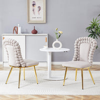 Set 2 sedie da pranzo - Xylo - velluto beige gambe dorate