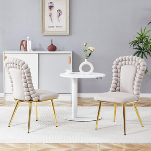 Set 2 sedie da pranzo - Xylo - velluto beige gambe dorate