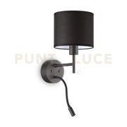 SET UP APPLIQUE 1 LUCE ATTACCO E27 + 1 LUCE LED 3000K 3W  200 lm IN METALLO NERO SENZA PARALUME SENZA PARALUME