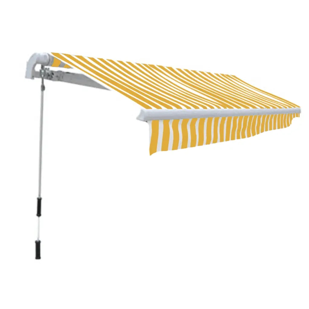 Tenda da Sole Pieghevole Manuale-Tenda parasole per Patio 300 cm Gialla/Bianca