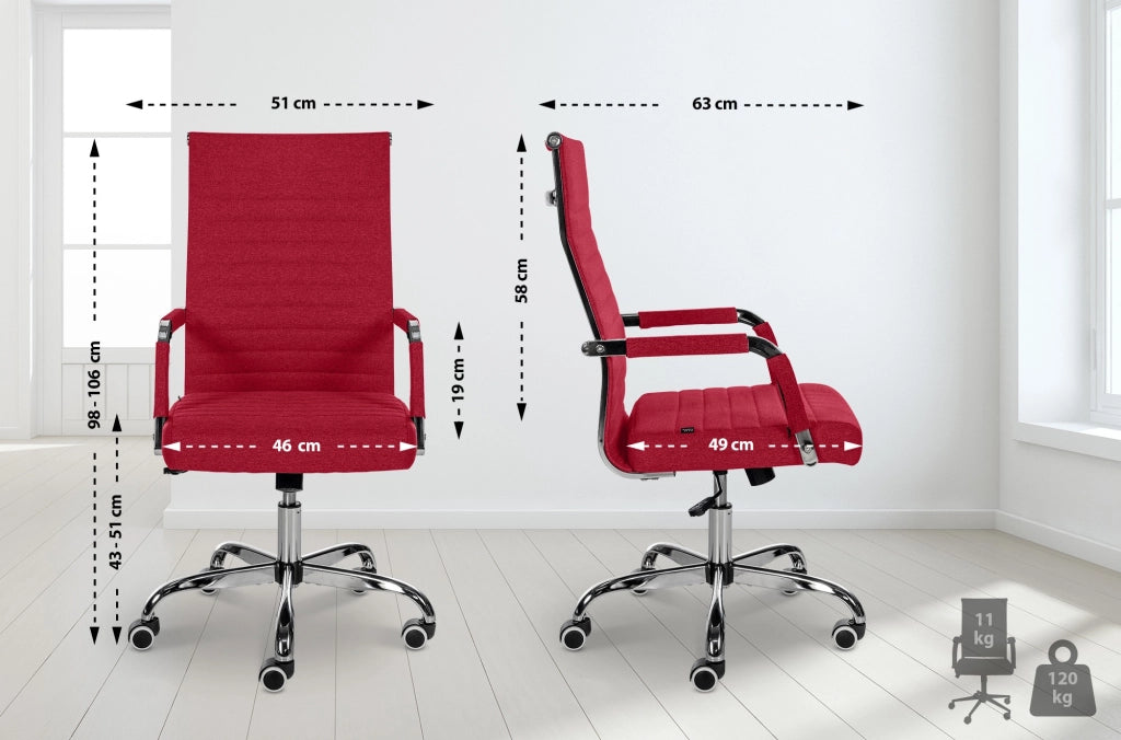 Sedia Da ufficio Amadora rosso,Tessuto