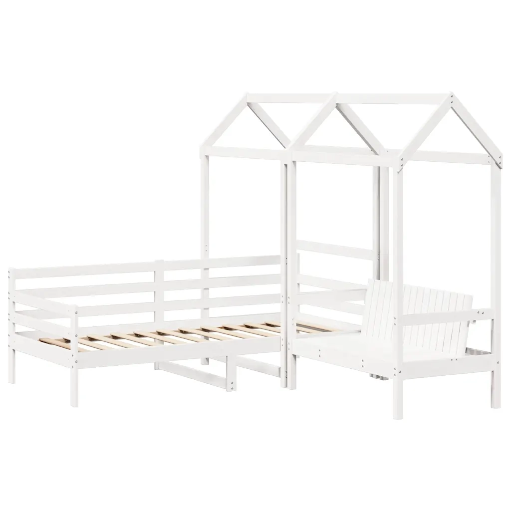 Set Dormeuse e Panca con Tetto Bianco 80x200cm Massello Pino 3282207
