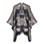 Elegante mantello jacquard diviso, cappa jacquard spessa per autunno e inverno