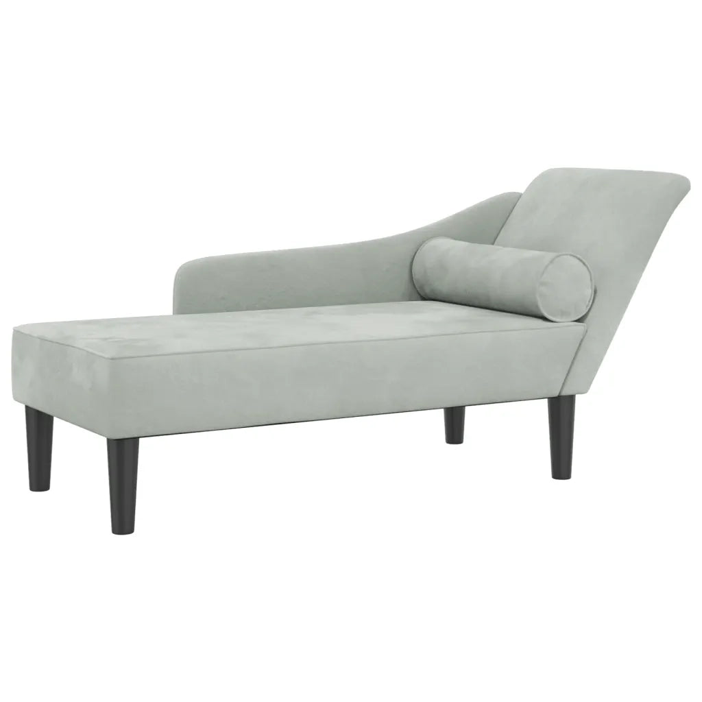 Chaise Longue con Cuscini Grigio Chiaro in Velluto 4007588