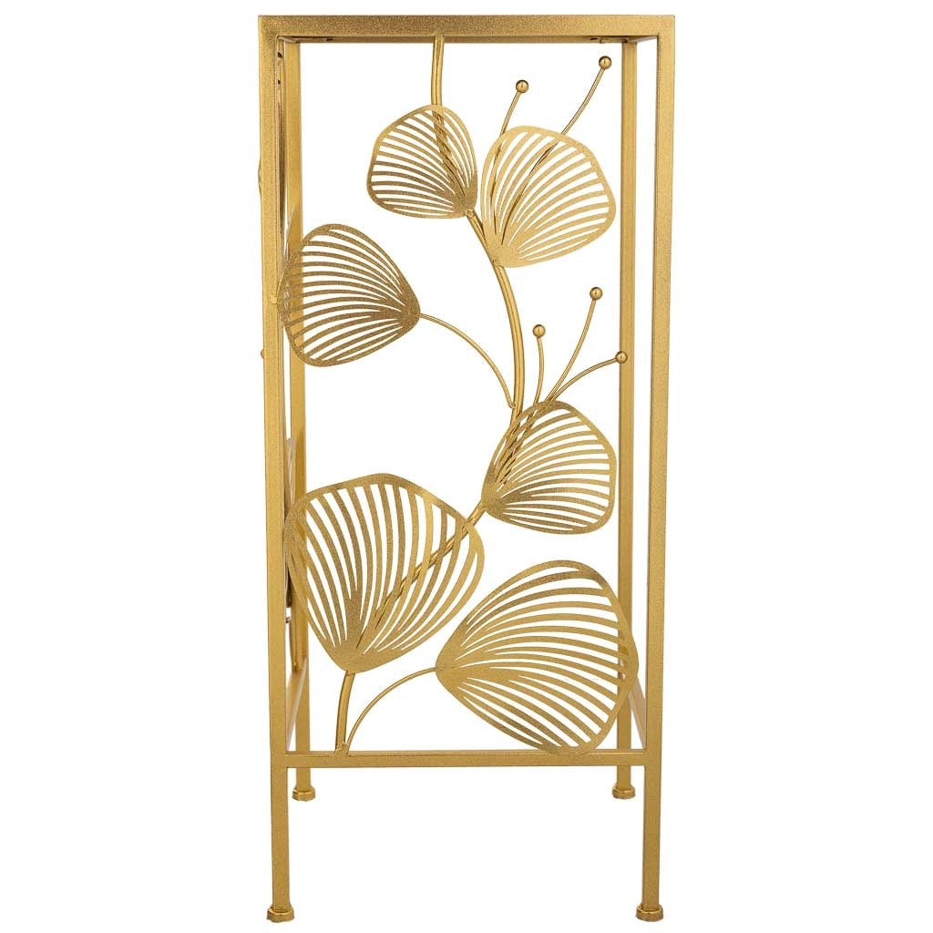 Tavolino angolare quadrato in metallo oro 31x31x71