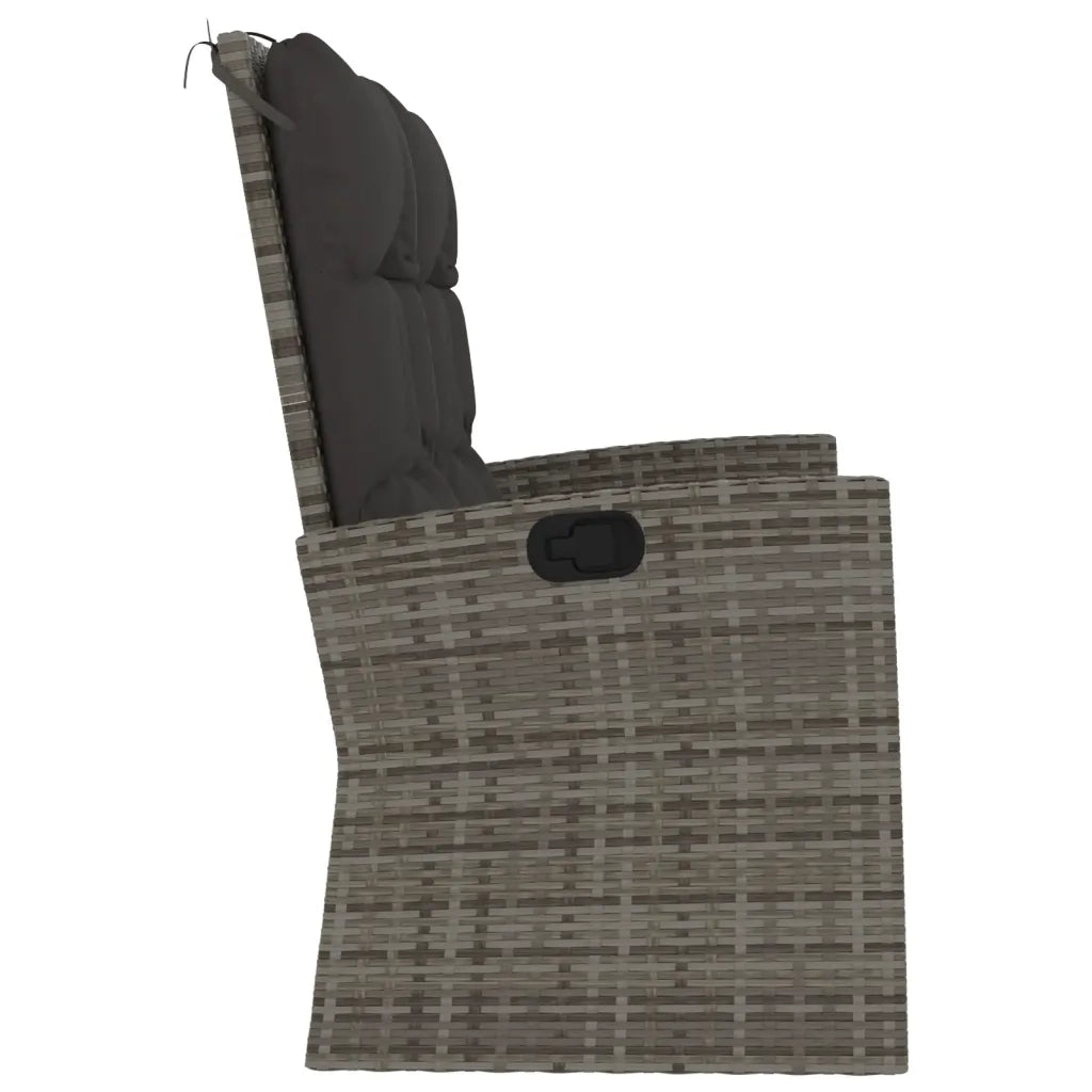 Panca Giardino Reclinabile con Cuscini 118cm Polyrattan Grigio 362186